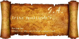 Iritz Apollinár névjegykártya